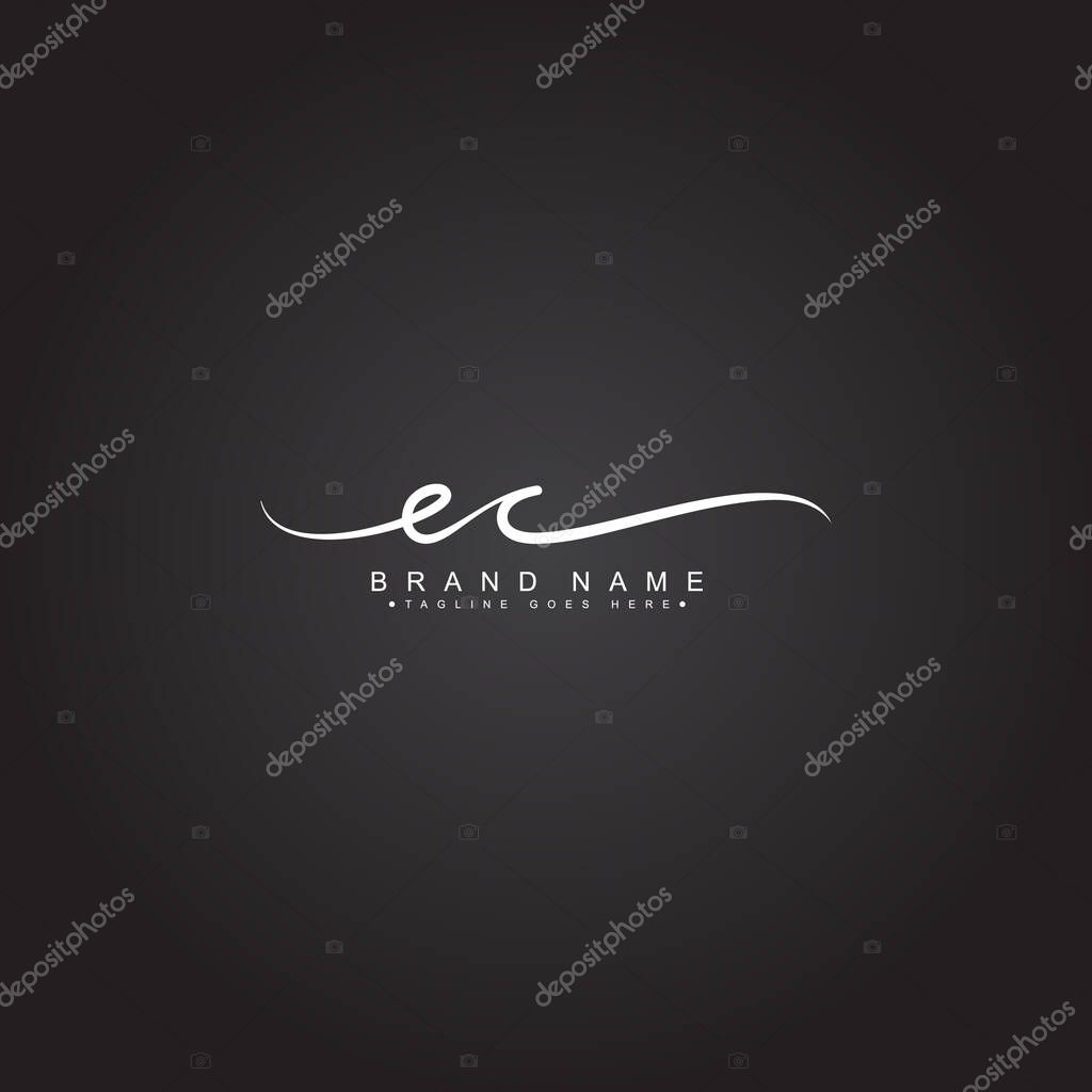 Initial Letter EC Logo - Handwritten Signature Style Logo