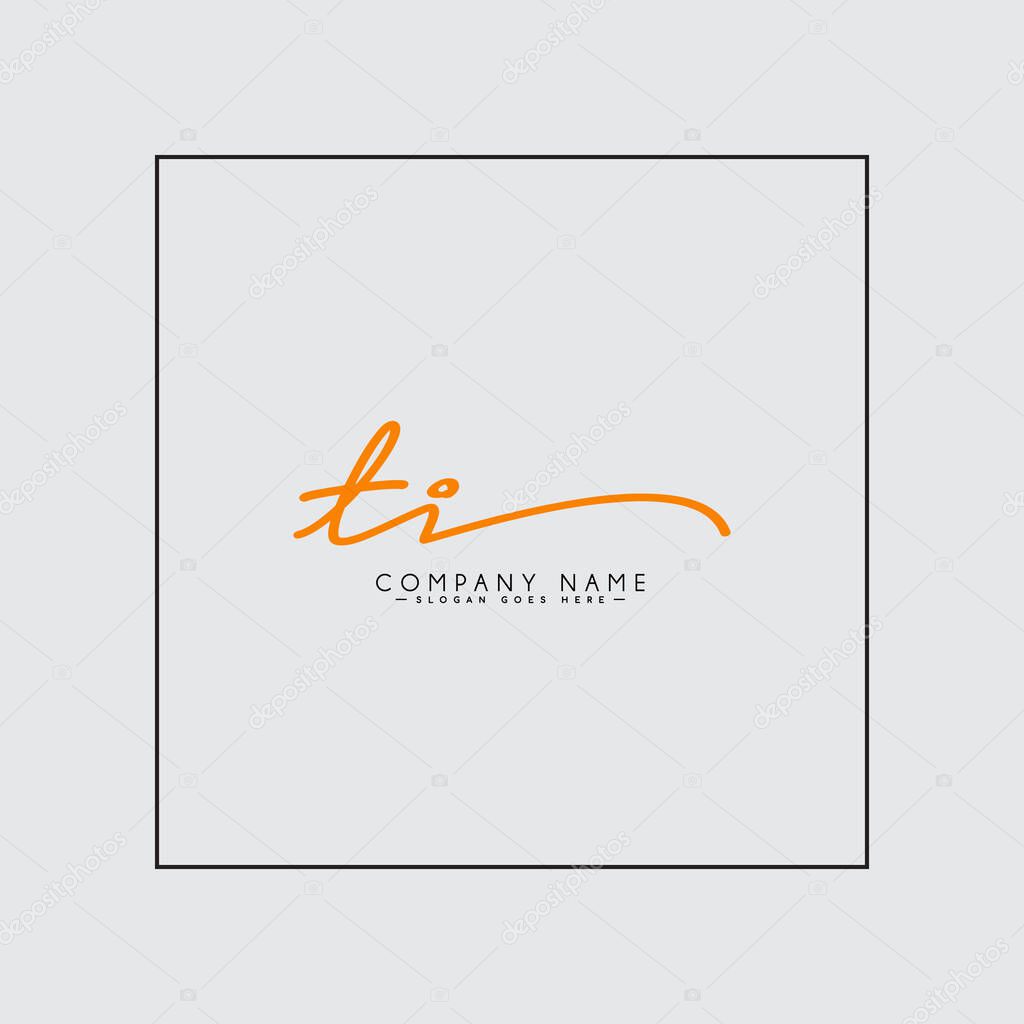 Initial Letter TI Logo - Handwritten Signature Logo