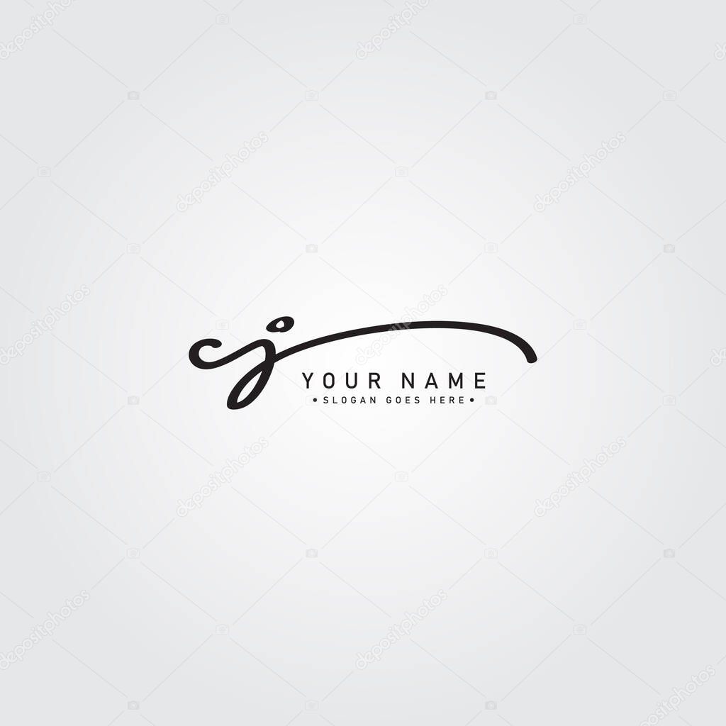 Initial Letter CJ Logo - Handwritten Signature Logo