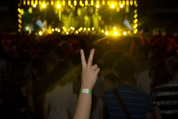 Hand female fans at the concert shows Stock Photo