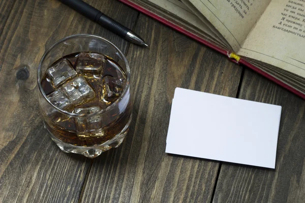 Whiskey and Coke , launched the book and business cards — Stock Photo, Image