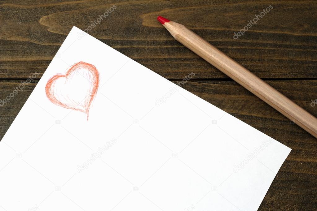 red pencil and heart drawn 