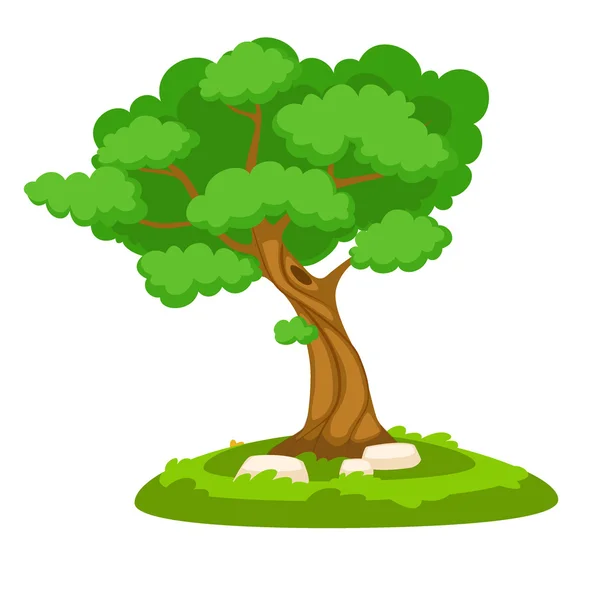 Arbre vert sur illustration vectorielle de jour d'été — Image vectorielle