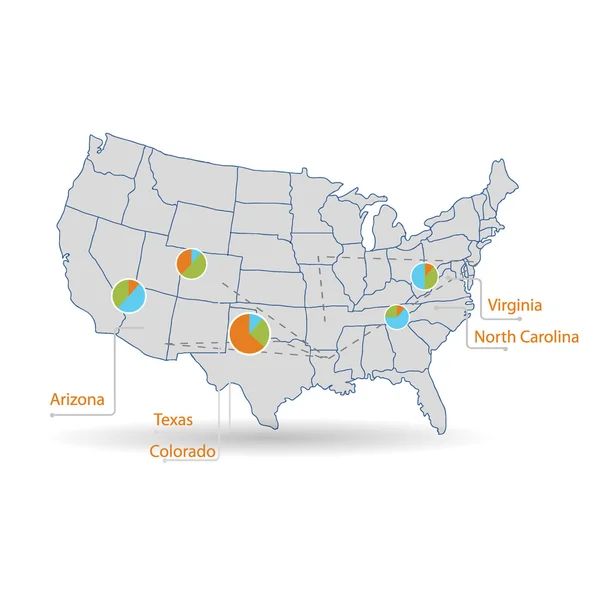 Ilustração vetorial mapa americano —  Vetores de Stock