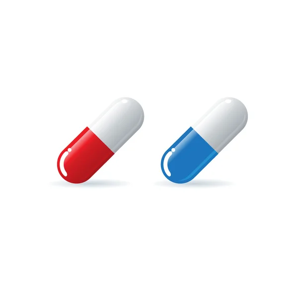 Red and blue pill vector illustration — Stock Vector