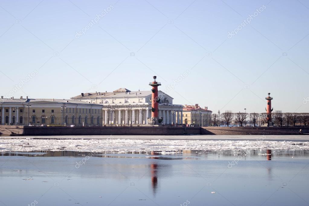 View of St. Petersburg. Vasilyevsky Island in autumn day