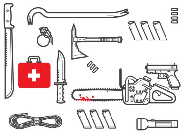 Zombie survival kit vektör çizim