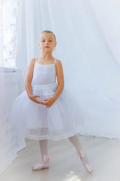 Süße kleine Ballerina posiert im klassischen Tutu — Stockfoto