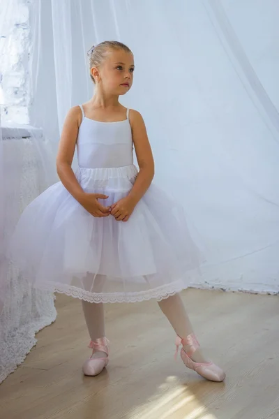 Cute little ballerina posing in classical tutu — Stock Photo, Image