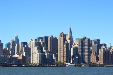 Empire State Binası Hudson Nehri, New York üzerinden ile Manhattan Skyline