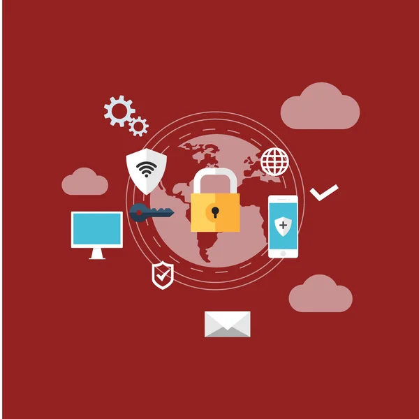 Cyber security concept, data encryption, vector illustration