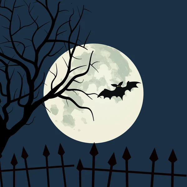 Pipistrelli e luna. Concetto Halloween. Illustrazione vettoriale — Vettoriale Stock