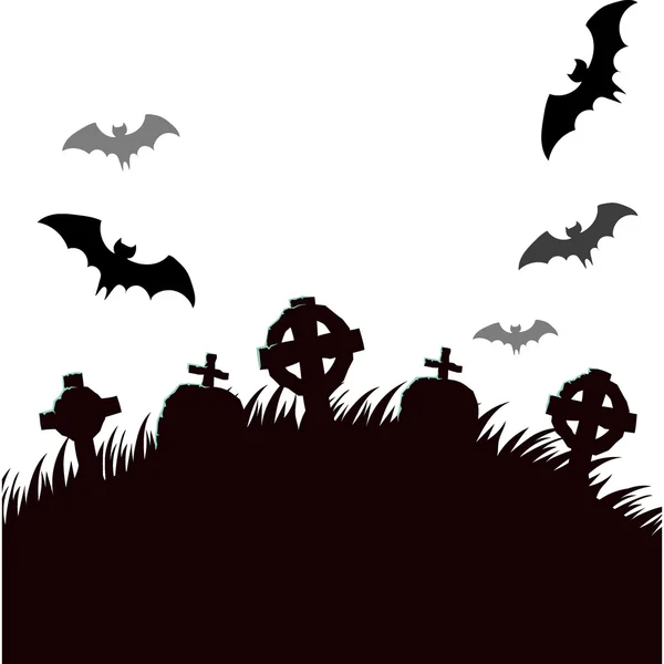 Cimitero di Halloween di notte illustrazione vettoriale — Vettoriale Stock