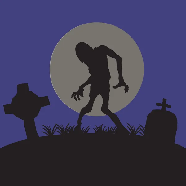Хэллоуин ходячая мертвая концепция, векторная иллюстрация — стоковый вектор