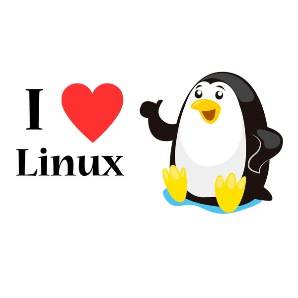 Me encanta el concepto de Linux, vector de ilustración — Vector de stock