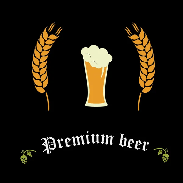 Logotipo de cerveza premium ilustración vector plano — Vector de stock