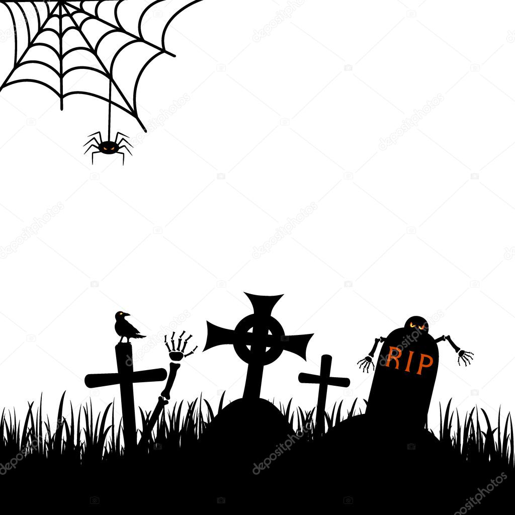 Download Halloween graveyard vector illustration — Stock Vector ...