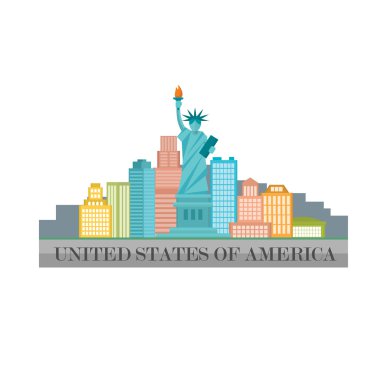 New York City ve Amerika Birleşik Devletleri kavramı vektör çizim