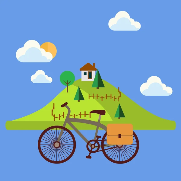 Ποδηλασία στο πάρκο έννοια διανυσματικά εικονογράφηση — Διανυσματικό Αρχείο