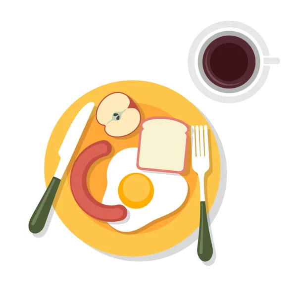 Breakfast on plate with coffee vector illustration — Stock Vector