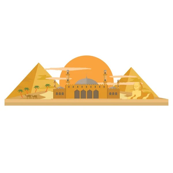 Egypt concept. Cairo and giza pyramids. Vector illustration — Stock Vector