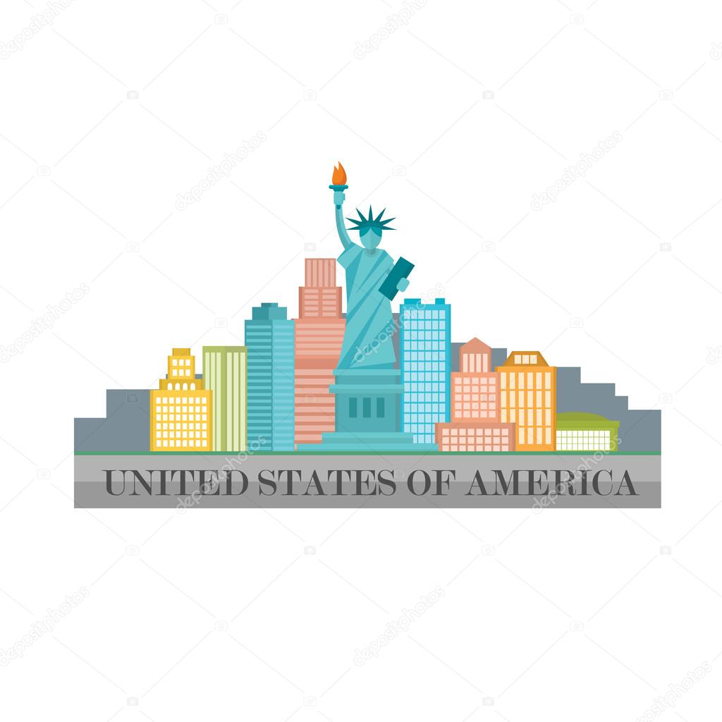 New York City and United States of America concept vector illustration