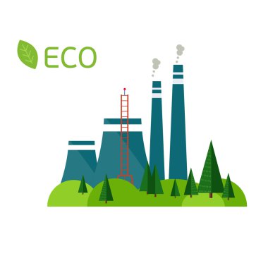 Ekoloji kavramı. Fabrika vektör çizim