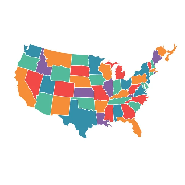 Mapa států USA vektorové ilustrace — Stockový vektor