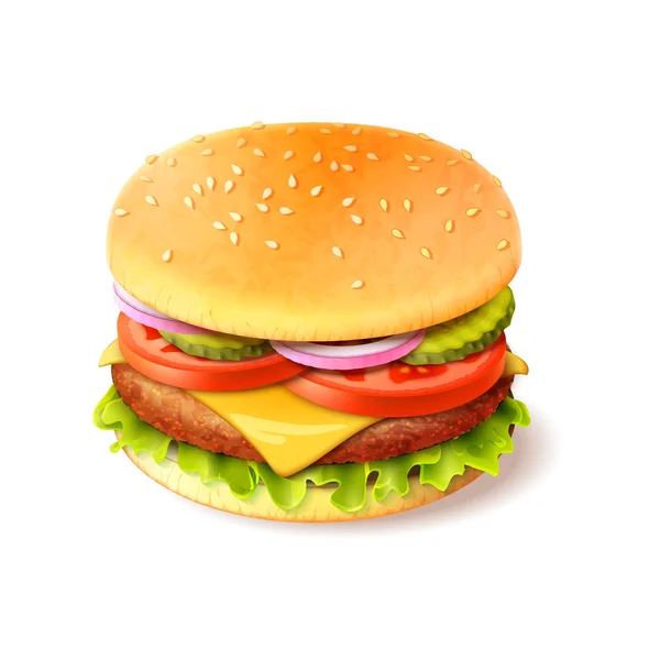 Realistic burger isolated vector illustration — Stock Vector