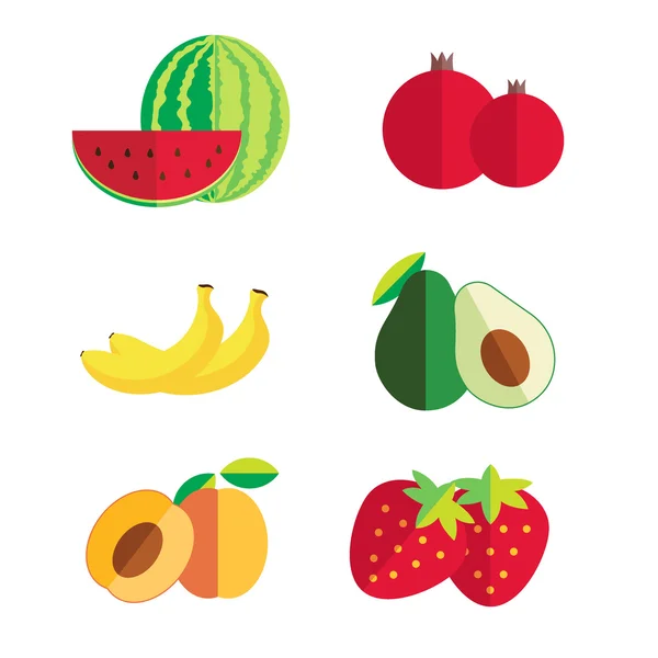 Illustrazione vettoriale set di frutta — Vettoriale Stock