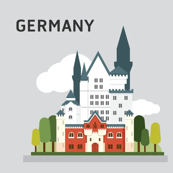Germany Neuschwanstein castle vector illustration — Stock Vector