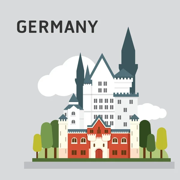Almanya Neuschwanstein Kalesi vektör çizim