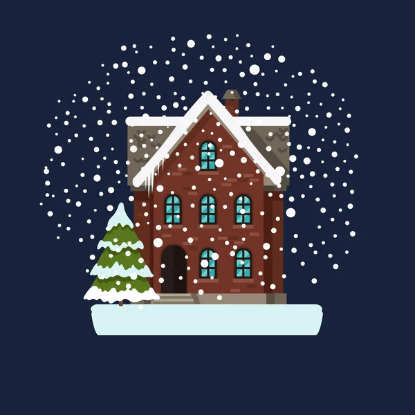 Будинок і сніжинки Векторні ілюстрації — стоковий вектор