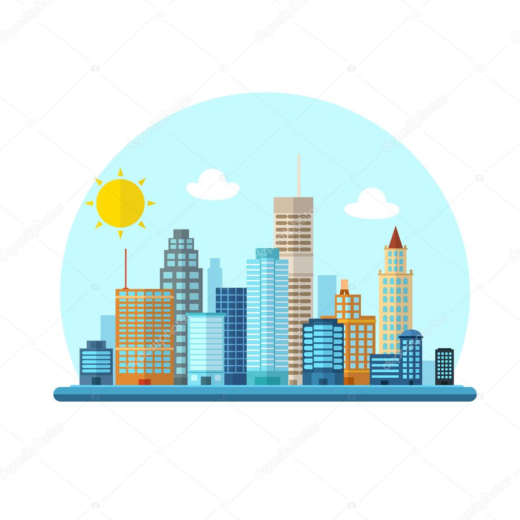 Flat cityscape vector illustration