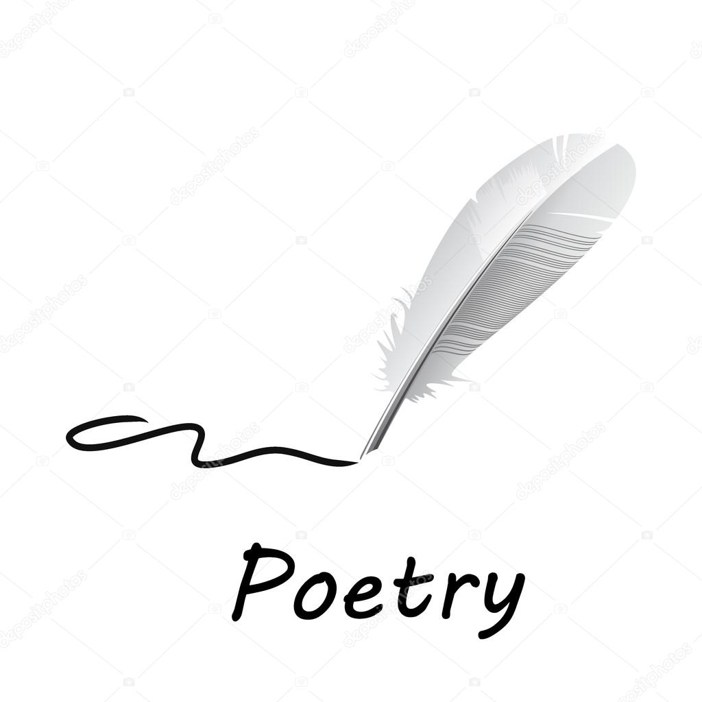 Poetry feather vector illustration
