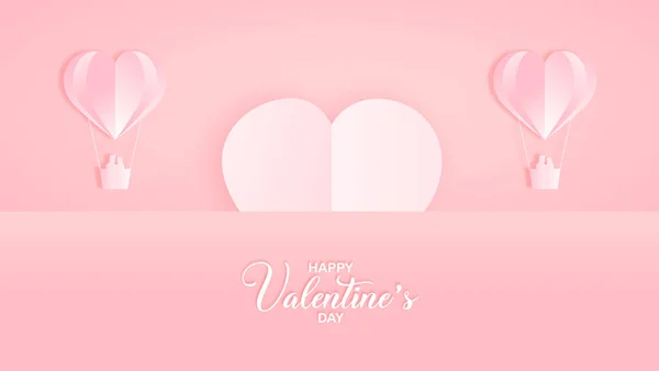 Glücklicher Valentinstag Mit Herzförmigem Papierschnitt Hintergrunddesign — Stockvektor