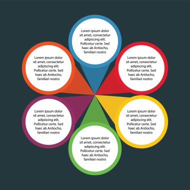 Infographic öğe 6 daire seçeneği için iş ve sunumu ile koyu arka plan