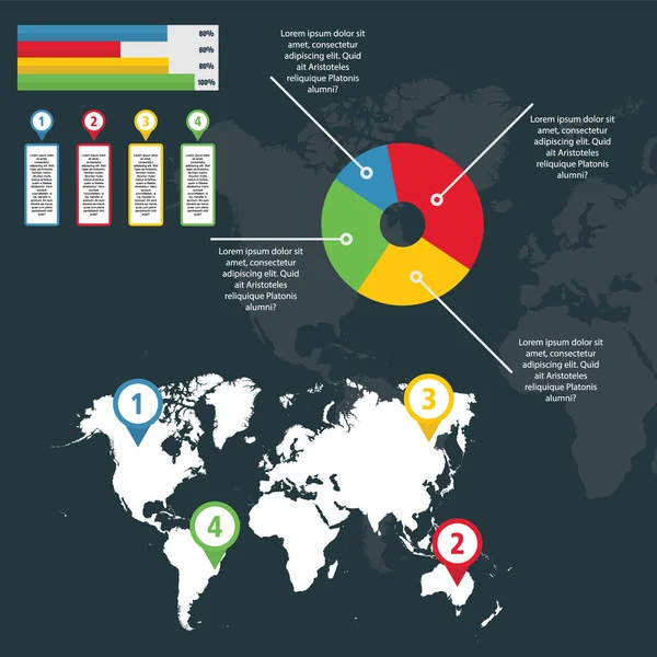 Карта мира Инфографика для бизнеса и презентации — стоковый вектор