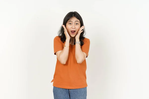 Wow Amazed Shock Verrast Gezicht Gebaar Van Mooie Aziatische Vrouw — Stockfoto