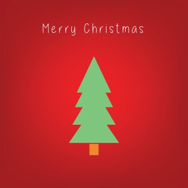 Düz ağaç simgeler, kırmızı arka plan ile Noel ağacı