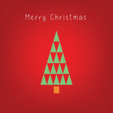 Düz ağaç simgeler, kırmızı arka plan ile Noel ağacı