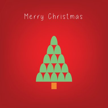 Düz ağaç simgeler, kırmızı arka plan ile Noel ağacı