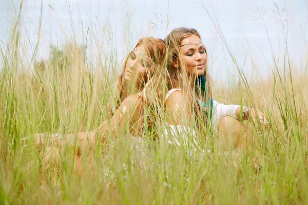 Attractive boho girls — Stock Photo, Image