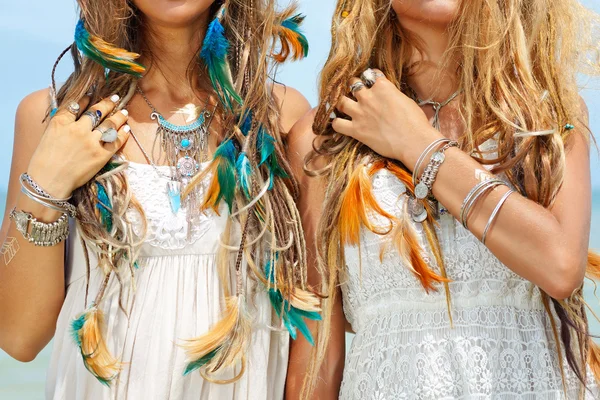 Attractive boho girls close up Royalty Free Stock Images