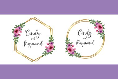 Suluboya Düğün Davetiyesi Şablonu Hibiscus Çiçeği