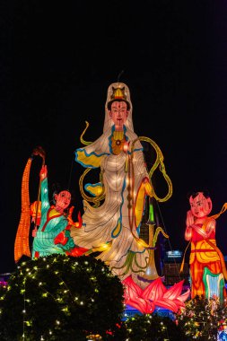 Nakhonsawan, Tayland - Aralık 2018: Çin Yeni Yılı kutlamak için Fener kukla festivali, Nakhonsawan, Tayland 'da turizm merkezi