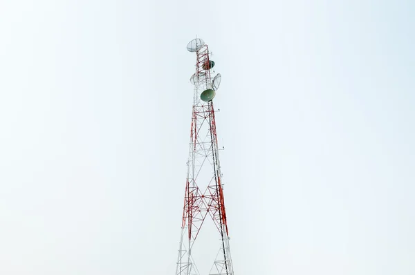 Communication satellite dishes tower — Stock Photo, Image