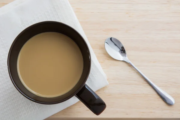 Braune Kaffeetasse von oben. — Stockfoto