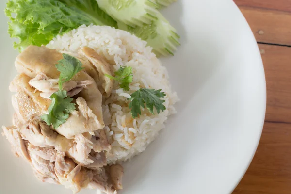 泰国快餐鸡肉米饭蒸汽疏水阀. — 图库照片