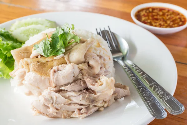 Fast Food Hühnerreis Dampf von Thailand. — Stockfoto